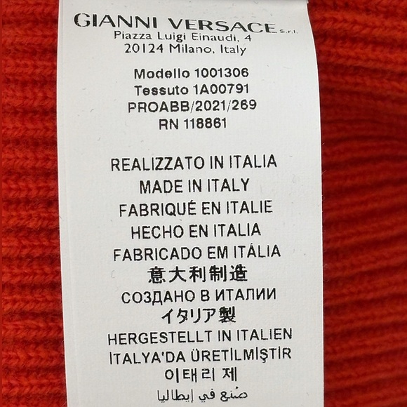 VERSACE Red Fringe Patchwork Wool Sweater With Saferty Pin Embellishment Size XS - Picture 10 of 10